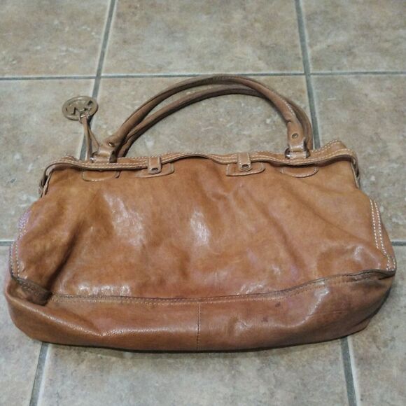 Michael Kors Brown SOFT Leather Drawstring Shoulder Bag w/ Front Pockets 14 X 9 - Picture 2 of 12